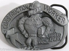 BELT BUCKLES Construction Worker A Breed Apart Eagle Gray Oval Professions NWOT!