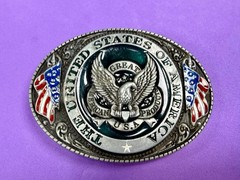 The United States of America Patriots Eagle US Flag Emblem Belt Buckle