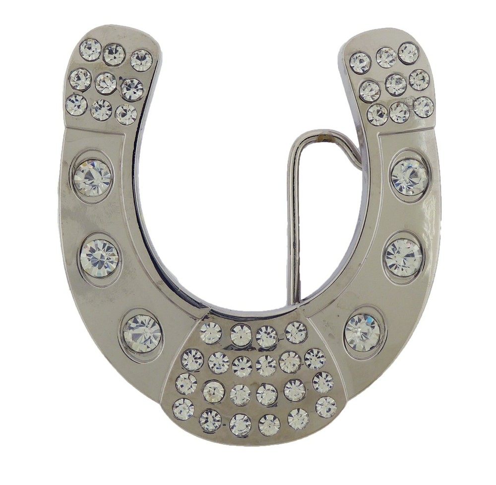 Horseshoe Belt Buckle Silver Metal Bling Men Women Cowboy cowgirl Western Rodeo