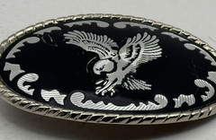 Vintage Western Express Black Enamel and Silver Colored Eagle Belt Buckle USA
