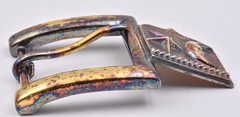 UNUSED Gold Plate on Sterling Silver B Kieselstein-Cord STAR & MOON Belt Buckle
