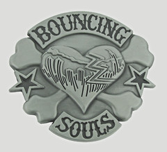 Skull Belt Buckle Bouncing Souls Heart Crossbones Gray Metal Tattoo Skeleton