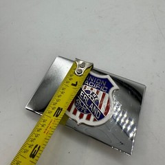 Union Pacific The Overland Route Chrome Mirror Belt Buckle Railroad