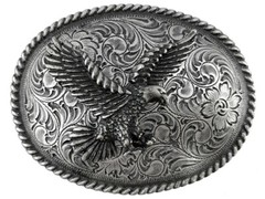 Western Cowboy Antique Engraved Eagle Rope Edge Oval Belt Buckle fits 1-1/2&Prime;