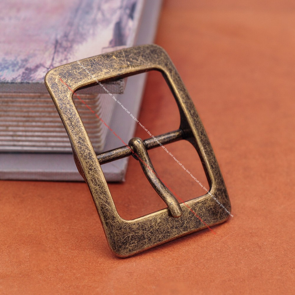 Huge Retro Brass Men Prong Center Bar Leathercraft Belt Buckle Fits 36mm Strap
