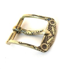 Brass belt buckle Asters, pin type Classic Petrykivka flower frame type buckle