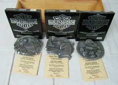 Harley-Davidson Motorcycles 1994 Commemorative Eagle Buckle Set Wood Box New