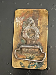 Brass belt buckle with 3 Agate stones Handmade Artisan unisex 33/4 X 2” Primo