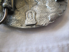 Buffalo Skull Buckle & Feathers Southwest Native American Yellow Sun Enamel
