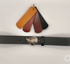 Solid Brass Blue Point Oyster Shell buckle : Artist Bernard Kelly/ Bonfe Leather