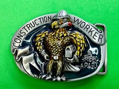 Construction Worker , Rooster Cock A Breed Apart Belt Buckle In New Condition!