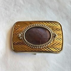 80&rsquo;s Silver Gold Tone Stone Belt Buckle Statement Men&rsquo;s Accessories Collectable
