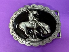 End of the Trail Native American Indian Saga Enameled Silver Color Belt Buckle