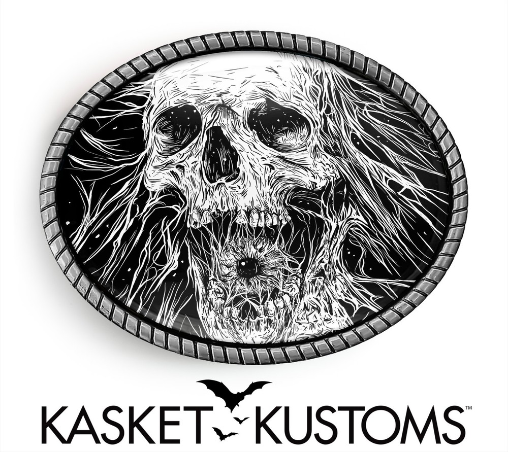 Heavy Metal Skull Belt Buckle – Gothic Horror Halloween Handmade Oval Buckle