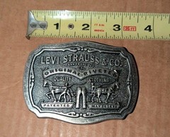 Vintage Levi Strauss & Co. Two Horse Brand Limited Edition Belt Buckle Logo