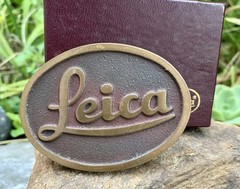 Vntg Leica Camera Belt Buckle Solid Brass 3×2 1/8” Leica Camera