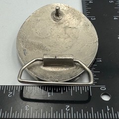 Vintage Masonic Belt Buckle Turquoise Chip Inlay Compass Silver Tone