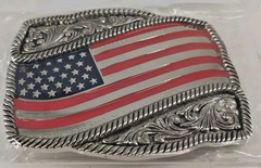Men Women Silver Metal Buckle Western Fashion USA Flag 4&Prime; X 3&Prime; New