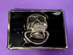 Door knocker Skull Head with Clear Rhinestone Teeth Gothic Punk Lg Belt Buckle
