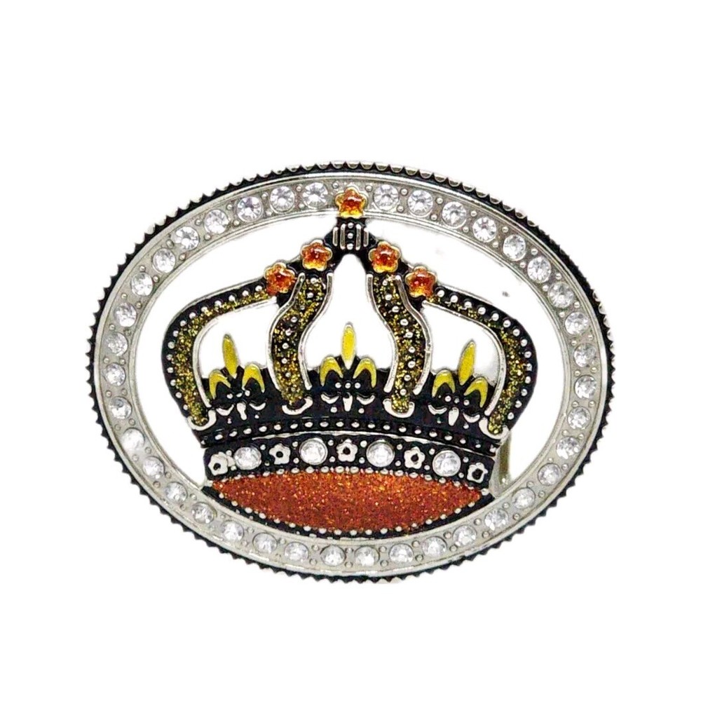 Women&rsquo;s Belt Buckle Crown Enamel Rhinestone Bling Y2k