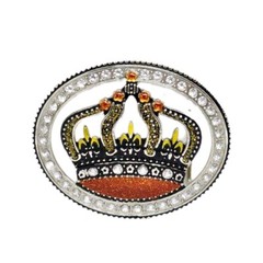 Women&rsquo;s Belt Buckle Crown Enamel Rhinestone Bling Y2k