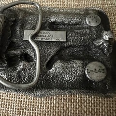 Vintage 1983 Bergamot Brass Works Cow Barn Farm Belt Buckle Pewter Size Farmcore