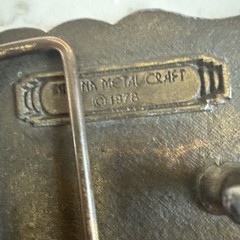 1978 Vintage Indian Metal Craft Brass HORSE Belt Buckle 3 in
