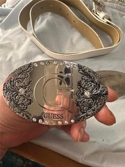 Vintage Guess Jeans Belt Buckle Lot of Three Buckles and 1 Belt