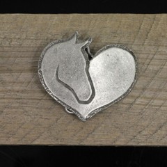 Heart with Horse Head Belt Buckle, Belt Buckle Leather Belt Antique Silver Rusic