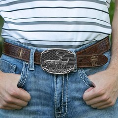 Flag Series Attitude Western Belt Buckle (Matched Pair Deer)