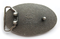 Oval Cowboy Flower Pattern western brushed silver removable BELT BUCKLE – BP112