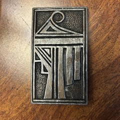 Vintage C.D.C. Metalworks Belt Buckle Bronze 1975 Vintage Geometric Ram 961