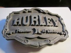 VINTAGE HURLEY FREEDOM OF CHOICE BELT BUCKLE – GW-13