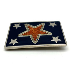 Vintage 90s Y2K Red Blue Glitter Star Stainless Steel Belt Buckle Fits – 1.5&Prime;