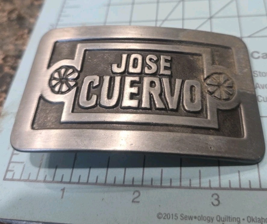 Vintage 1977 Jose Cuervo Belt Buckle Silver Tone Tequila Alcohol Promotional