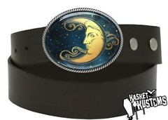 Crescent Moon Belt Buckle – Esoteric Celestial Handmade Resin Buckle – 35