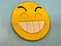 Grinning Smiley Face Yellow Emoji Funny Cool Novelty Round Large Belt Buckle