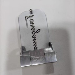 Ferragamo Silver Brushed Hollow Letter Design Belt Buckle for 35mm Leather Belt