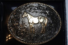 Crumrine M&F Western Oval Standing Horse Silver Bronze tone C02112