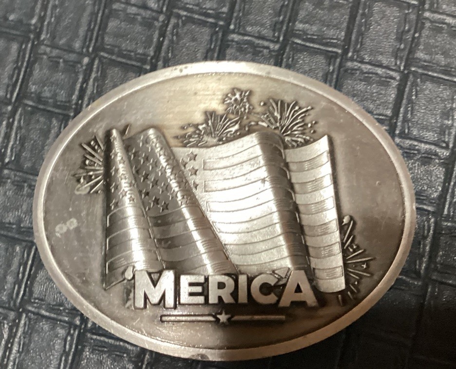 American Us Flag Stars Stripes Patriotic Belt Buckle & Can Holder By Bevbuckle