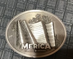 American Us Flag Stars Stripes Patriotic Belt Buckle & Can Holder By Bevbuckle