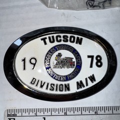 1978 Southern Pacific Tucson Division Railroad Safety Silver Belt Buckle
