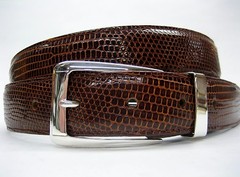 Sterling silver 925 two piece buckle set and Genuine Lizard 30 mm belt U.S.A..