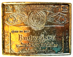 VTG Genuine Budweiser King of Beers Advertising Brass Belt Buckle