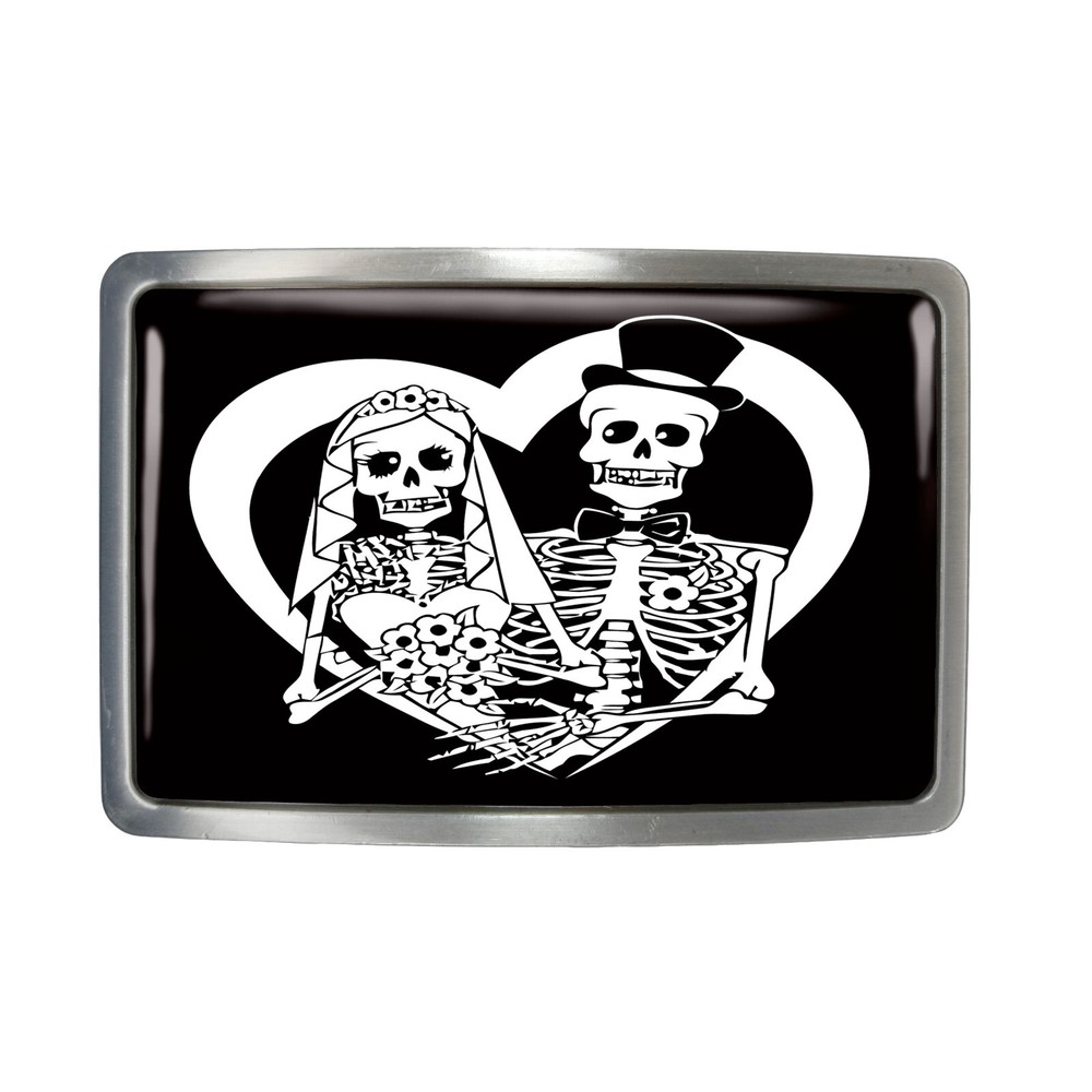 Bride & Groom Belt Buckle – Day of the Dead Sugar Skull Wedding Buckle – 66