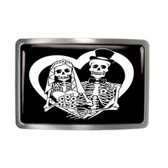 Bride & Groom Belt Buckle – Day of the Dead Sugar Skull Wedding Buckle – 66