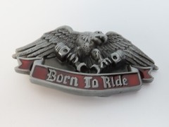Born To Ride Eagle Belt Buckle Pewter Tone Enameled Metal New Motorcycle Theme