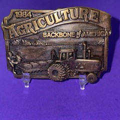 Vintage Belt Buckle 1984 Agriculture Backbone of America Farmer Tractor Limited