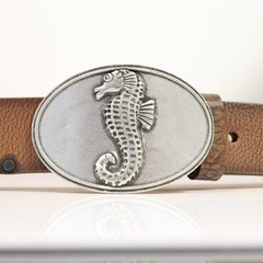 Oval Seahorse Metal Belt Buckle – Maritime Design for Interchangeable Belts