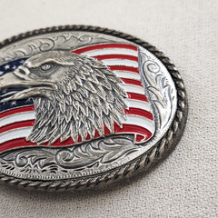 Ivan Belt Buckle – American Flag and Eagle (has wear) made in Taiwan